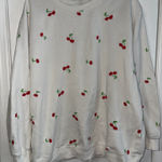 Vinyl Icons Cherry Embroidered White Crewneck Sweatshirt xl Photo 0