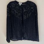 Vintage JMD New York 100% Silk Black Open Cardigan Jacket Size XL Photo 0