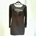 Nasty Gal Black Dress Mesh Front Long Sleeve Bodycon Futuristic Size Medium Photo 7