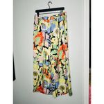 Equipment Yellow Green Silk Tropical Wide Leg Flowy Trousers Pants Size 8 Photo 3