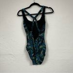 Speedo  Blue & Green Spotted One Piece Swimsuit Womens 12 Modest Swim Vacation Photo 4