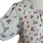 Free People  Dainty Chloe Printed Top Floral Large Cottage Bow Gauze Shabby Chic Photo 8