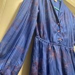VTG JF Blue Floral Collared Fit & Flare Pleated Dress With Mid Photo 4