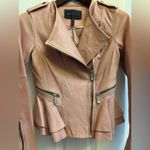 BCBG MaxAzria Leather Pink Ruffle Jacket sz XXS Photo 1