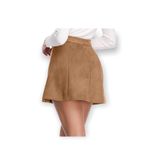 Fuinloth Faux Suede High Wasit Mini Skirt Tan Size XL Photo 7