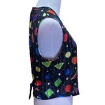 Vintage 80's Retro Shapes Striped Button Vest Small Black Photo 4