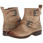 Anthropologie 8 Naya Agatha Weathered Distressed Taupe Studded Ankle Moto Boots Photo 0