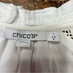 Chico's Gauze Crochet Lace Maxi Boho Indie Coastal Dress White pockets 1 M 8 Photo 4