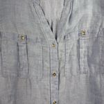 J Jill Love Linen S Small Shirt Button Front Roll Tab Sleeve V Photo 2
