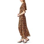 VEDA Dress Womens Medium Montana Orange Black Floral Printed Button Front Midi Photo 5