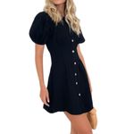 NWOT KDF Puff Sleeve Black Denim Mini Dress Photo 1