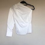 Abercrombie & Fitch White Asymmetrical One Sleeve 100% Cotton Blouse Size XS Photo 2