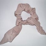 STRIPED Chiffon 2 in 1 Tie Bow Scrunchie Hair Accessory Brown Photo 1