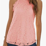 Halife Womens Summer Lace Tank Tops Halter Neck Casual Sleeveless Shirts Dressy Pink Size XL Photo 0