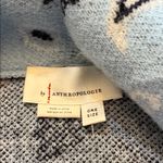 Anthropologie Bandana Print Knit Duster Cardigan Light Blue Black Fringe OS NWT Photo 6