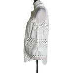 Michael Kors Womens Size L Top White Eyelet Cutouts Button Down See Through Photo 6