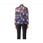 Jay Godfrey Blouse Women 0 Purple Floral Tie Neck Top Sheer Formal MSRP:$248 Photo 12