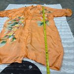 Women’s Floral 100% Silk Kimono Sleeve Robe Approx 22” PtP Comfy Cozy Lounge Orange Size L Photo 9