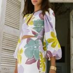 Sabo Skirt Sabo Zelle Linen Blend Keyhole Cutout Puff Sleeve Mini Dress Ivory Floral Photo 0