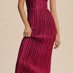L’IDÉE Gatsby Pleated Oxblood Midi Gown Anthropologie Size Large NWT Red Photo 0