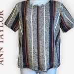 Ann Taylor 3/$15 Boucle Tweed Fringe Hems Stripe Print S/S Top NWOT XS Photo 0