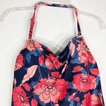 Kona Sol  XL Swimsuit One Piece Halter Floral Blue Pink Padded Stretch 1275‎ Photo 2