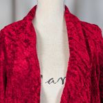 Connected Apparel  Red Crushed Velvet Open Front Cardigan Jacket Photo 10