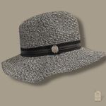 Vince Camuto Black White Woven Fedora Hat One Size Wide Brim Sun Photo 2