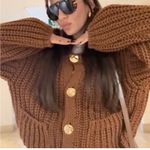 ZARA  CHUNKY Brown Knit Cardigan Photo 1
