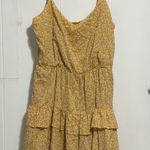 Lush Clothing Lush Yellow Floral Ruffle Tiered Mini Dress Spaghetti Straps Size Small Photo 0