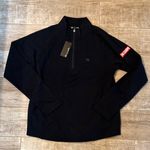 Travis Mathew Black Quarter-Zip Pullover with Mi Campo logo on sleeve. NWT Photo 0