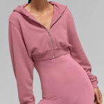 Alo Yoga Alo Sweet Escape Cropped Zip Up Hoodie Sweatshirt Pink Wild Rose Small Photo 0