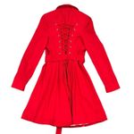 Anthropologie  Elevenses Red Corset Lace Up Trench Coat Photo 8
