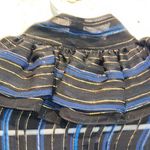 John Yang Shirt Womens 12 Blue Black Striped Long Sleeve Blouse Ruffle High Neck Photo 6