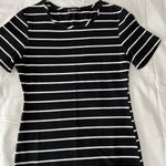 SheIn Black And White Striped Fitted Tee Dress Photo 1
