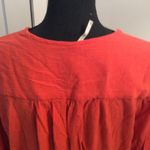 Free People Red  Peplum Surplice Shirt Large L Long Sleeve Photo 4