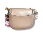 Coach  Beat Saddle Bag in Taupe Glovetanned Leather Two Crossbody Straps EUC Photo 4