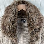 Apt. 9  Faux Fur Trim Cardigan Cable Knit Short Sleeve Wool Blend Women's Size XL Photo 3