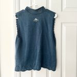 Capacity Petites Vintage 90s Blue Floral Pointelle Knit Button Vest Sweater MP Size M Photo 8