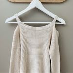 Free People Cold Shoulder Waffle Knit Sweater Cream Sz XS Photo 9