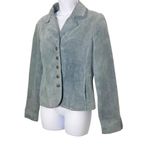 Live a Little  Vintage Y2K Blue Leather Jacket Women’s Size S Button Front Photo 3