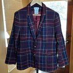 White Stag Vintage  Red Navy Blue Plaid Wool Blend Blazer Size 12 Photo 0