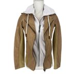 Jakett Hannah Patina Leather Jacket With White Hood Tan Size XS Photo 6