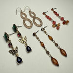 Rhinestone Dangle Drop Pierced Earrings Lot Of 4 Mix Some Bead Beaded Photo 0