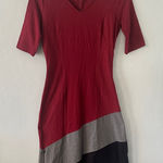 Eshakti  Red Gray Black Colorblock‎ Short Sleeve A-Line Dress Photo 0