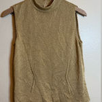 St. John  Metallic Gold Knit Mock Neck Shell Tank Top Photo 0