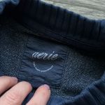 Aerie  Blue “Checked Out” Crewneck Sweater Size Small Photo 3