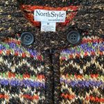 Vintage NorthStyle Multi Color Zip Front Cardigan Size Medium Black Photo 1