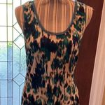 Vera Wang Simple lightweight scoop neck aqua,tan,blue & black color dress size M Photo 0