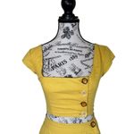 Urban Outfitters  womens Set skirt and crop top Size XS Yellow‎ Button Linen Photo 2